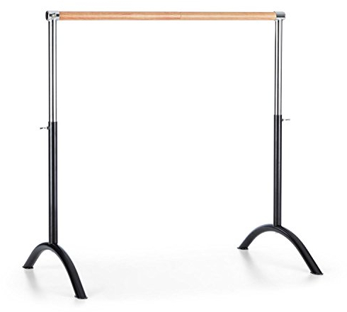 Klarfit Bar Lerina Ballettstange (Holmlänge 110 cm, freistehend, mobil, höhenverstellbar 70-113 cm, Bogenfüße, 38 mm Stahlrohr) schwarz