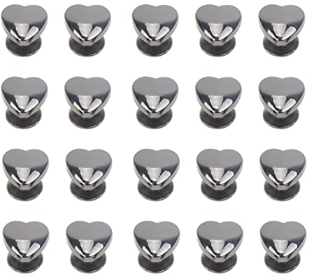 Milisten 20Pcs Metall Herz Geformt Nieten Bolzen Leder Nieten Snaps Doppel Cap Nieten Schraube Zurück Nieten für Leder Taschen Handwerk (Schwarz)