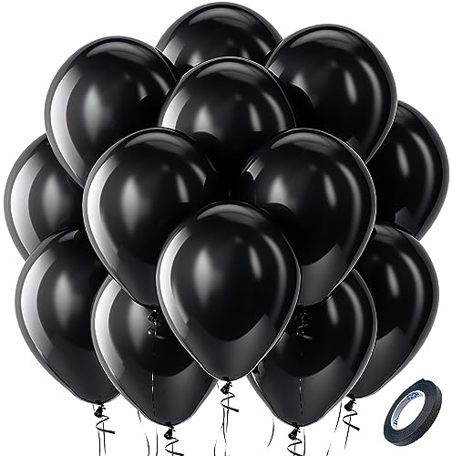 Kelfara Black Balloons Party Balloons 100 Pcs 12 Inch Black Latex Balloons for New Years Eve Birthday Wedding Anniversary Graduation Black Theme Party Decorations 2026