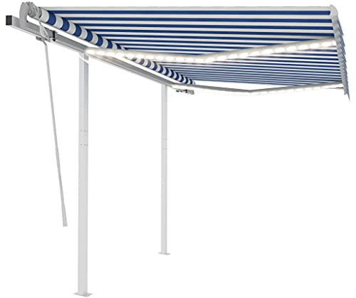 INLIFE Store à bras articulé rétractable avec LED 3 x 2,5 m Bleu et blanc 9901-9901