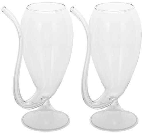 Kichvoe 2pièces Verres à Vin Avec Tube De Boisson Verres à Cocktail Transparente Pour Dégustation De Boissons