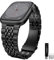 Kamita Métal Bracelets Compatible avec Apple Watch Série 42mm 44mm 45mm 46mm 49mm, Bande en Acier Inoxydable Réglable pour Femme Homme, Remplacement Watchband pour iWatch 10 9 8 7 6 Ultra SE (Noir)