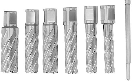 Ringfräser-Set, 7-teilig, 3-schneidiges Mag-Bohrer-Set und Hartmetall-Stahl-Kernbohrer-Set für Metall, Magnetische Bohrer mit Kunststoffbox für Magnetische Bohrmaschine, Einfach