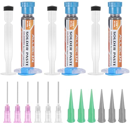 ALLECIN 3 Pièces Pâte à Souder Sn42 Bi58 Pâte à Étamer 138°C Sans Plomb Pate a Souder Etain 138 Degrés Solder Paste pour BGA SMT Réparation Électronique (20g)