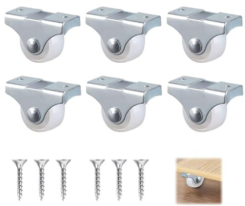 Ruedas de Goma Multifuncionales para Muebles con Placa de Montaje de Metal y Tornillos – Aptas para Muebles Pesados y Ligeros, Rueda Cama Nido No Dejan Marcas Ruedas Fijas de 25mm, Movimiento Suave