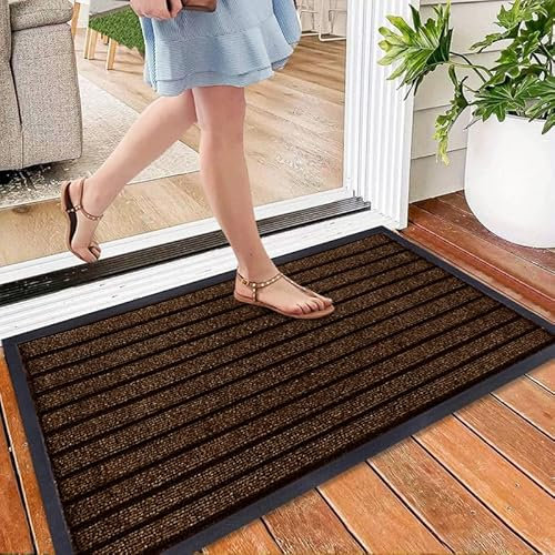 Cozy Haven Rubber Doormat – Outdoor & Indoor Heavy Duty Washable Non-Slip Doormat for Kitchen Garden, Inside & Outside Floor Mats, Waterproof and Dirt Trapper Entrance Doormats (40x60 cm, Brown)