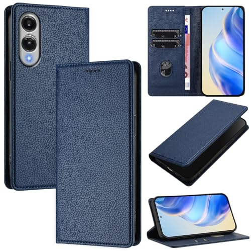 XINYEXIN Cover per Samsung Galaxy S25 Edge, Custodia Portafoglio in Pelle Cover Folio a Libro con Slot per Porta Carte Supporto Magnetica Flip Case - Blu scuro