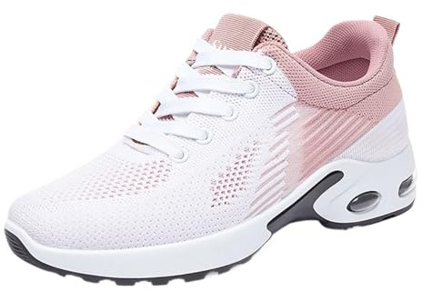 Orthopedic Shoes for Women Size 7 Running，Slip On Trainers for Women's Size 8、Mesh Breathable Anti Slip Lightweight Air Cushion Sneakers Arch Plantar Fasciitis Support Shoe(Pink,7uk)