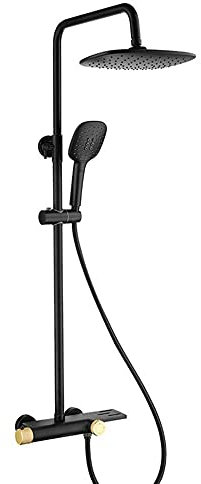 Set di Mixer per Doccia termostatici, 9 in Kit Doccia con soffione a soffitta in Ottone Multifunzionale in Ottone cromata Set-placcata