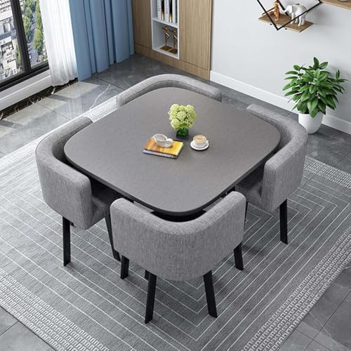 Moderno tavolo da pranzo rotondo quadrato con 4 sedie, tavolo da bar e sgabelli, elegante gruppo da pranzo per cucina, sala riunioni, R 80 cm