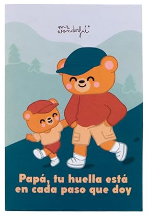 Mr. Wonderful Postal Día del Padre – Papá, tu Huella Está en Cada Paso que Doy – Postal 3D con Patitas de Oso