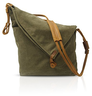 FANDARE Retro Bolso de Hombro Hombres/Mujeres Negocio Cambiar Crossbody Bolsa al Aire Libre Viaje Camping Gran Capacidad Bolsa de Mensajero Transpirable Lona, Verde, Large, Mochila de Ocio