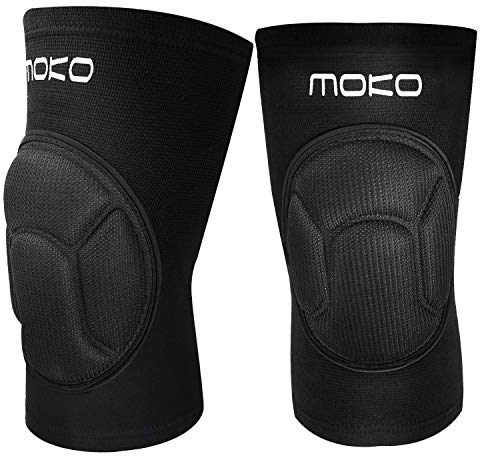 MoKo Knieschoner Volleyball, 1 Paar Professioneller Knieschützer aus Dickem Schwamm rutschfest Kniebandage Knieorthese für Laufen Wandern Joggen Sport Crossfit, M Größe, Schwarz