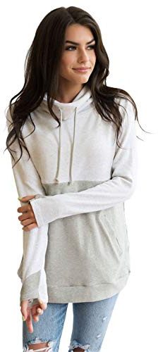 Nursing Queen Cowl Neck Colorblock Nursing Pullover Top - Gray/Light Gray- XS