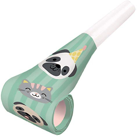 Amscan 9906550 - Luftrüssel Hello Pets, 8 Stück, Plastik / Papier, 30 cm, Krachmacher, Tröte, Kindergeburtstag