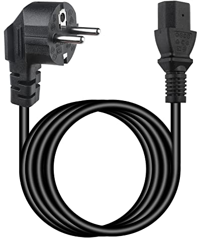 Cavo di alimentazione 2M, AC Cavo elettrico di alimentazione standard Nero, 3 Pin Cable per alimentazione PC, computer portatile, scanner TV, stampante
