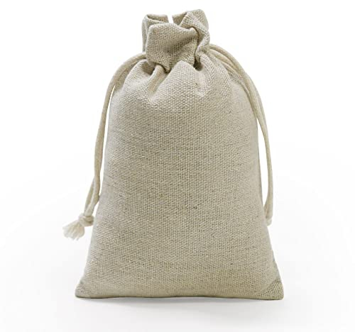 SumDirect 20 Cotton Muslin Bags - Brown Small Lightweight Gift Bags with Drawstring, Reusable Packing Pouches for Wedding, Party, Birthday (10x15cm)