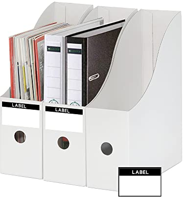 JINCHIDA 3 Pack Magazine File Holder with 3 Labels,Cardboard Magazine Holder for Files,Document Folder Holders A (White, 3 PACK)