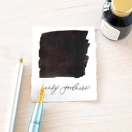 Tom's Studio Fountain Pen Ink, Deep Black Writing Ink, Glass Ink Bottle for Fountain Pens, 50ml