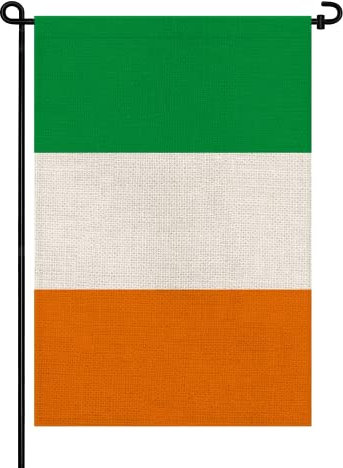 Irland trädgårdsflaggor liten irländsk flagga 30 x 45 cm dubbelsidig säckvävsflagga för utomhusgård, veranda och uteplats dekoration (Irland)