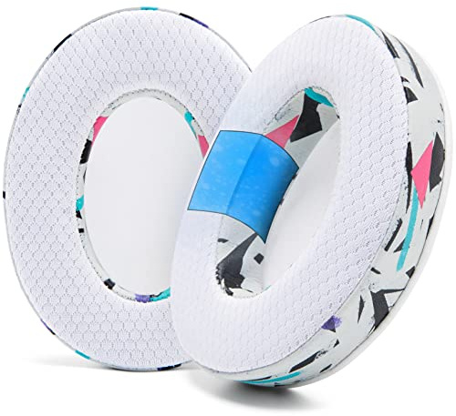 WC FreeZe - Kylgel-öronkuddar för ATH M50X / SteelSeries Arctis/HyperX | Av Wicked Cushions | Passar SteelSeries Arctis, ATH M50X, Turtle Beach Stealth med mera. Svalare längre | 90's White
