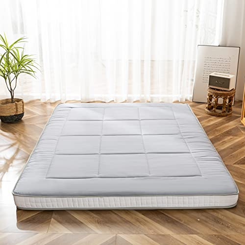 MAXYOYO Materasso stile futon, materasso da pavimento giapponese, pieghevole, extra spesso, traspirante, ideale come letto per gli ospiti, per il campeggio (grigio 1, 90 x 190 cm)