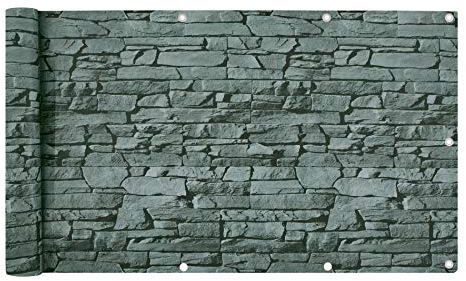 ESTEXO Balkonsichtschutz Sichtschutz Balkonbespannung Balkonverkleidung 6 Meter Balkon PVC mit Dekor Schiefer-Optik 90x600cm