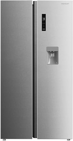 Cookology 548L Frost Free American Style Fridge Freezer with Water Dispenser, Temperature Control, 4 Star Rated Freezing, Low Noise, Large Capacity - Inox