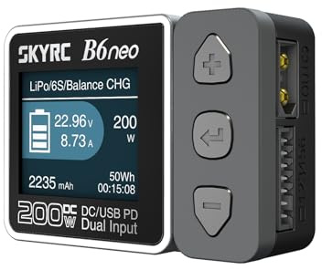 GoolRC B6neo Smart Charger Lipo Battery Charger, DC 200W PD 80W Battery Balance Charger Discharger for 1-6s LiPo/Life/LiIon/LiHV Battery, 1-15s NiMH/NiCd Batteries (Black)