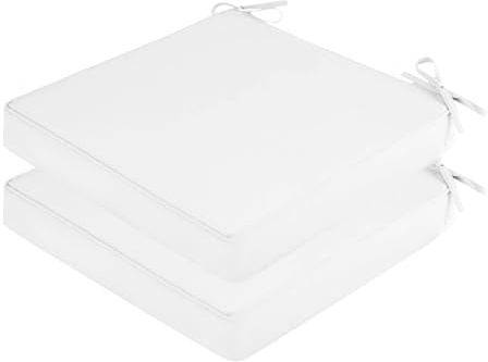 SK Studio 2 Pièces Coussins de Chaise imperméables intérieur extérieur sièges Coussins de Chaise de Jardin pour intérieur et extérieur Blanc, 40x40x5cm