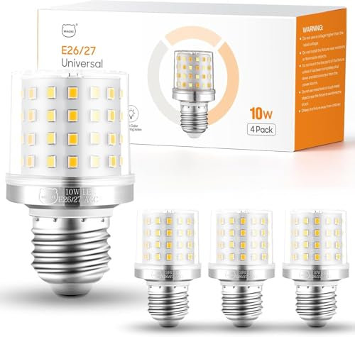 MIAOKE Ampoule LED E26/E27, Lumière Chaude, 10 W, 900 Lumens, Réduit la Consommation D'énergie de 90%, Ampoule Spirale Idéale pour Les Salles de Bain et Les Ventilateurs de Plafond