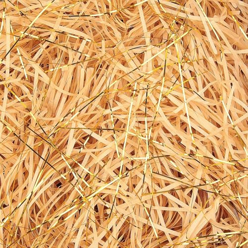 TXXATX 270 g strimlat papper för presentaskar, brunt och guld strimlat papper paketering fyllmedel presentfyllare papper papper papper strimlat för korg fyllning förpackning dekoration korgfyllning