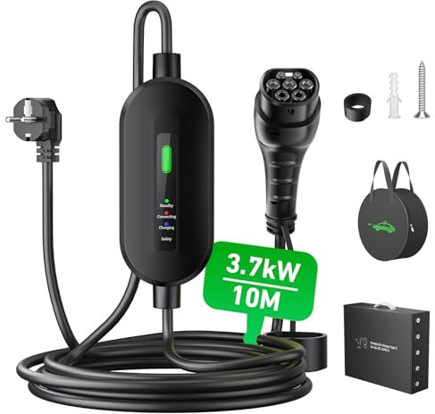 EVJUICION Chargeur Voiture Electrique 10M, [3,68kW,16A] EV Chargeur Type 2, IP67/IP65 Portabilité Cable Recharge Voiture Electrique, Indicateurs LED, vec Sac, Compatible EV/PHEV(IEC 62196-2)