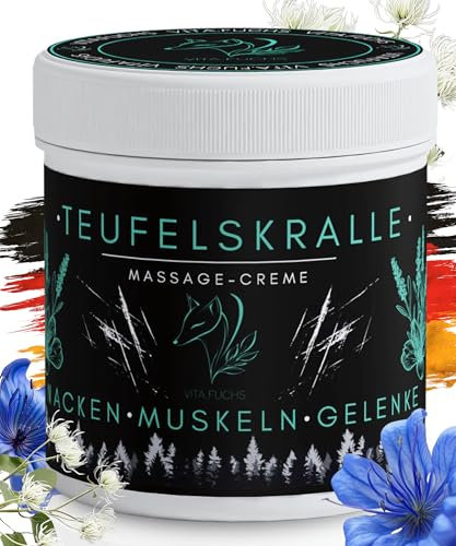 Vita.Fuchs Teufelskralle Salbe | Extrastarke Pferdesalbe Schmerzgel | Keine Wärmesalbe | Natürliche Schmerzsalbe für mehr Muskelentspannung | Extra stark für Rücken, Knie & Gelenke (200ml)