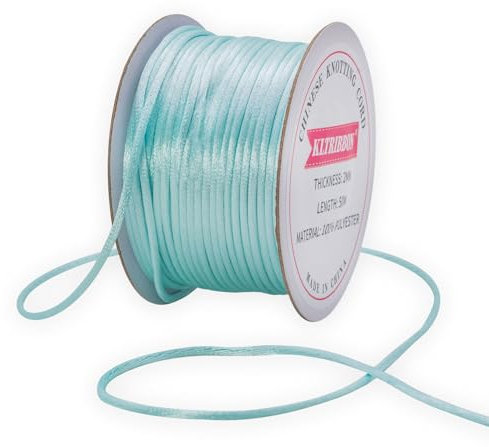 KLTRIBBON Cordoncino in raso blu da 2 mm, per la creazione di gioielli, bracciali, collane, filo per perline, macramè, kumihimo, nodi cinesi, 50 metri
