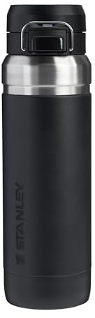STANLEY 1913 Quick Flip Stainless Steel Water Bottle 1.06L - Keeps Cold For 18 Hours - Leakproof - BPA-Free Thermal Flask - Dishwasher Safe - Cup Holder Compatible - Black 2.0