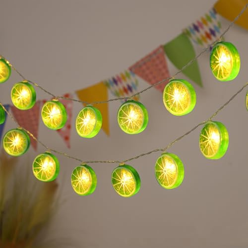 KOBOKO Ljusslinga, citrondekoration, 3 m, 20 LED citrondekoration, ljuskedja, batteri, fest, ljuskedja, dekorativa lampor för sovrum, fest, karneval, inomhus och utomhus (grön)