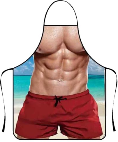 PYRUVAE Muskelmann Grillschürze für Männer Kochschürze Küchenschürze Lustige Schürze Wasserdichte für Herren Damen Geschenk für Party Costume Grill (2)