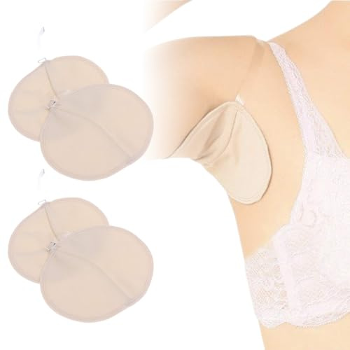 4 Piezas Almohadillas Sudor Axilas, Almohadillas Antitranspirantes para Axilas Suaves, Almohadillas Absorbentes de Algodón para Axilas, Lavables, de Secado Rápido y con Correas para los Hombros