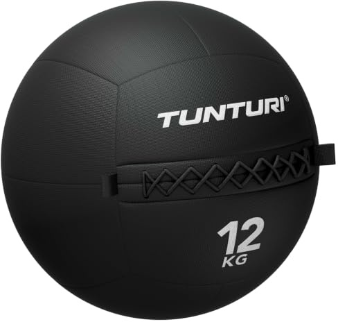 Tunturi Platinum Wall Ball - 12 kg - Noir - Application Fitness Gratuite Incluse