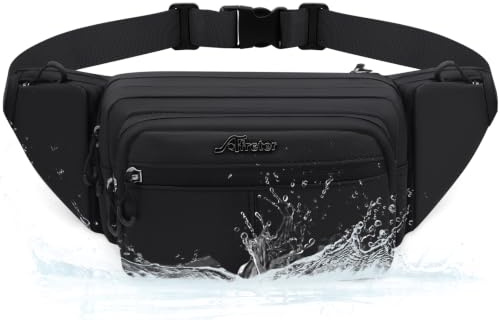 HNOOM Sac Banane Femme Homme Etanche, Sacoche Banane Homme Grand (Noir)