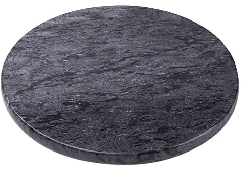 Flexzion rund svart marmor ostbräda – 30,5 cm serveringsbräda för kött, ost, skärning, bakverk, grytunderlägg – non-stick och värmebeständig