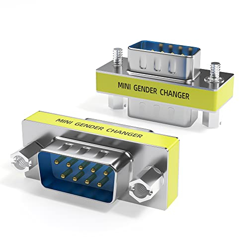 DriverGenius 9-Pin Serieller RS232 Gender-Changer -Stecker/Stecker Adapter (Metall, RS232M2M-2A, 2 Stück/Packung)