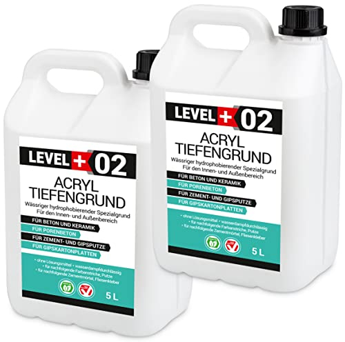 LEVEL PLUS 02 Deep Primer 10 L Acrylic Base Deep Primer Indoor Outdoor Discolouration-Free Ready to Use Deep Penetrating Adhesion Promoter