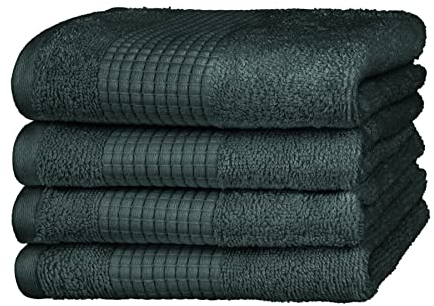 Merana Rome Handtuch Set | saugstark, weich und fusselfrei | Frottier Luxus Qualität | 100% Baumwolle | Oeko-TEX | 590 GSM (Jungle Green, 4 x Gästetücher (30x50cm))