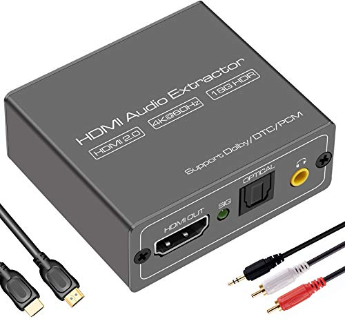 HDMI to Optical Audio Adapter 4K@60Hz HDMI to Spdif Toslink and 3.5mm L/R Stereo Audio Converter for TV PS4 PS5 Xbox Blue Ray Chromecast DVD Player