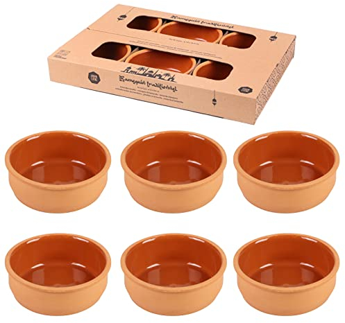 Import Distribution Fornord Auflaufförmchen aus Terrakotta, 6 Stück, Durchmesser 12 cm, 6.3 Liter, Glänzend, Orange, 113.097 cm³