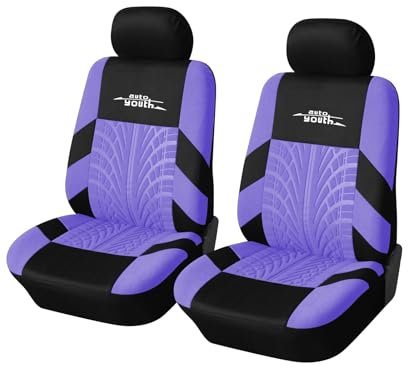 AUTOYOUTH Car Seat Covers Universal Fit Complete Set Car Seat Protector Tyre Rails Car Seat Accessories 4 Pieces Purple