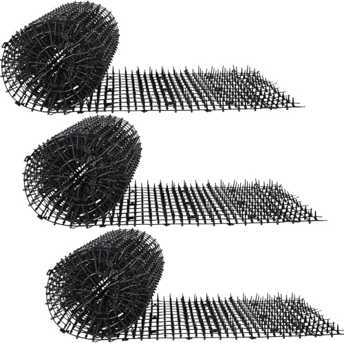 Abbylike 3 Pack 6.5 ft Cat Repellent Mat with Spikes Outdoor 78x11'' Cat Repellent Outdoor Deterrent Indoor Prickle Spike Strips for Animals for Keep Pet Off Couch Furniture Garden Fence (Black)