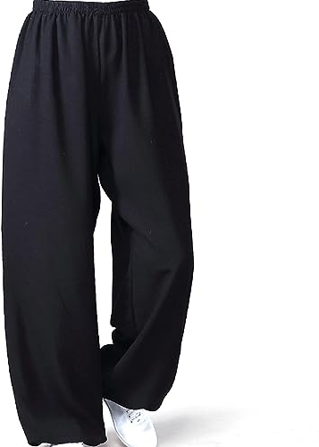GImLy Taiji Hose Unisex Kampfkunst Kung Fu Qigong Shaolin Weite Beine Knickerbocker Aus Baumwolle Und Leinen Kampfsport Training Hose Daily Wear for Yoga and Pilates,010,XXL